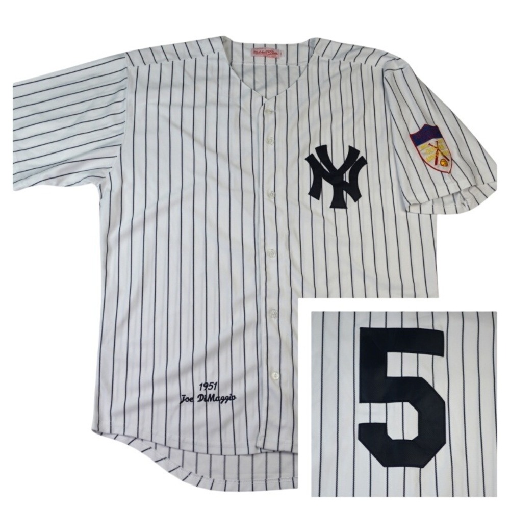 Mitchell & Ness Joe DiMaggio 1951 NY Yankees Pinstripe Jersey Size 56 White